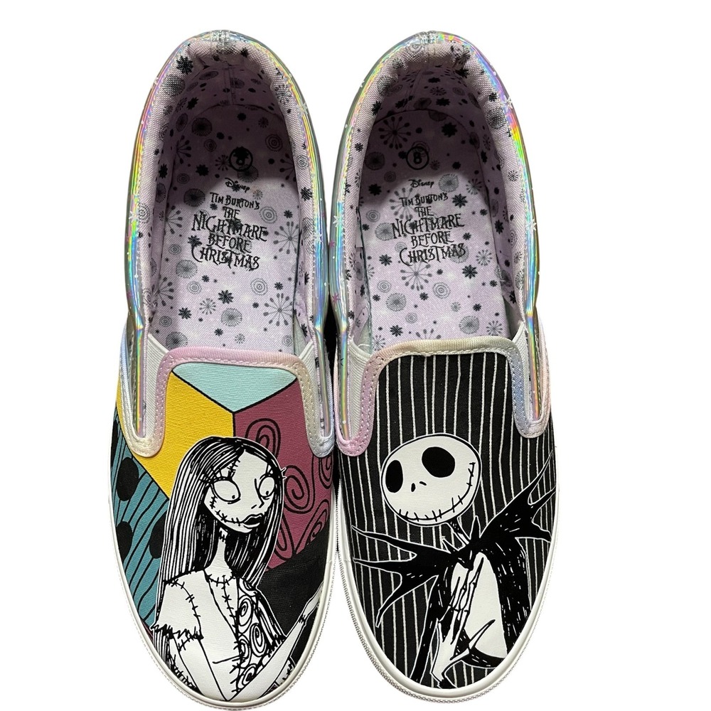 Women's Disney Nightmare Before Christmas Jack And Sally Slip-on Shoes Size 8